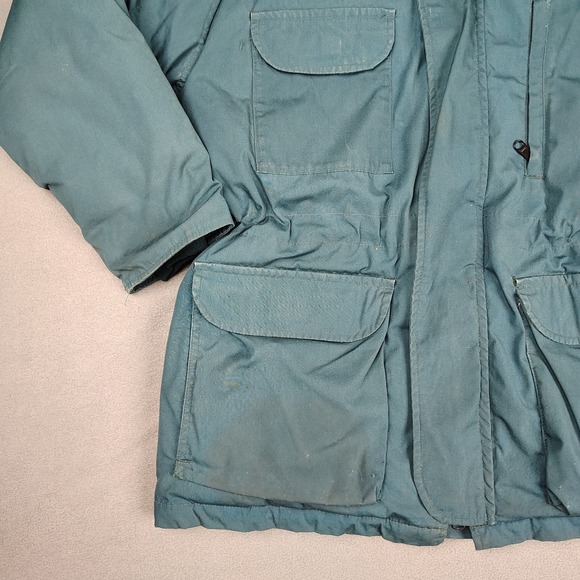 Vintage Eddie Bauer Goose Down Parka Mens Medium Forest Green Hooded Coat USA - Picture 10 of 14
